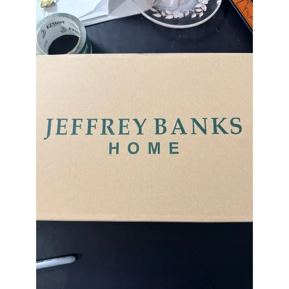 Vintage Jeffrey Banks Home Set of 8 Large Plaid Tartan Glass Ornaments w/ Box